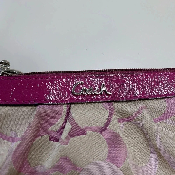 Coach Purple  Canvas Wristlet Leather Trim Wallet - Picture 5 of 11